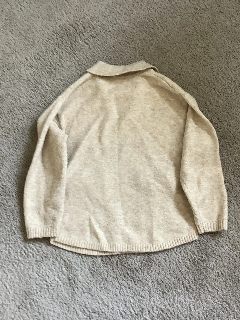 Zara Cream Knit Collared Sweater Jacket